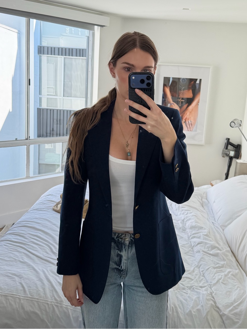 Yves Saint Laurent Vintage Navy Wool Gold Button Blazer Blue Wool-Blend Style - Picture 1 of 9